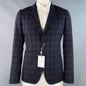 PAUL SMITH Size 44 Soho Purple Black Plaid Wool Notch Lapel Sport Coat